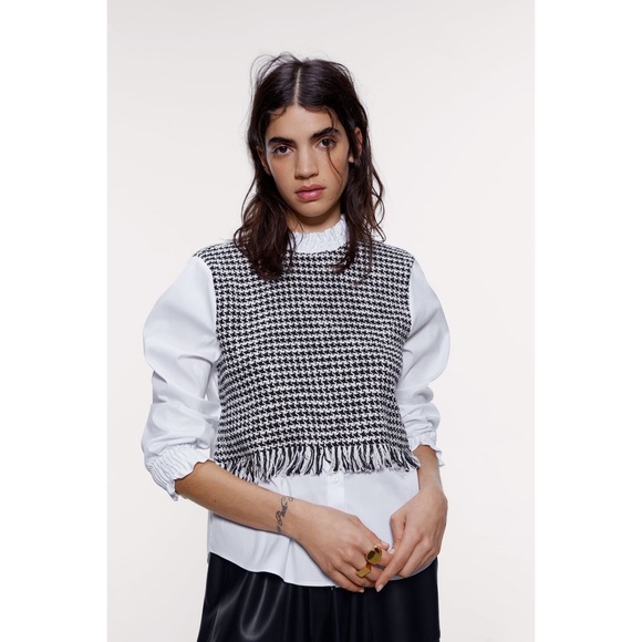 Zara Tops - Zara Contrasting Tweed Blouse
